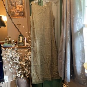 Vintage 90s Crossroads 100% Linen maxi dress Sz14